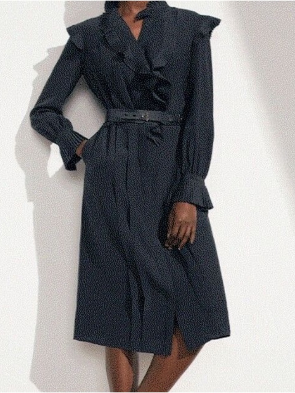 NWT The Fold London Symons Silk Dress Navy